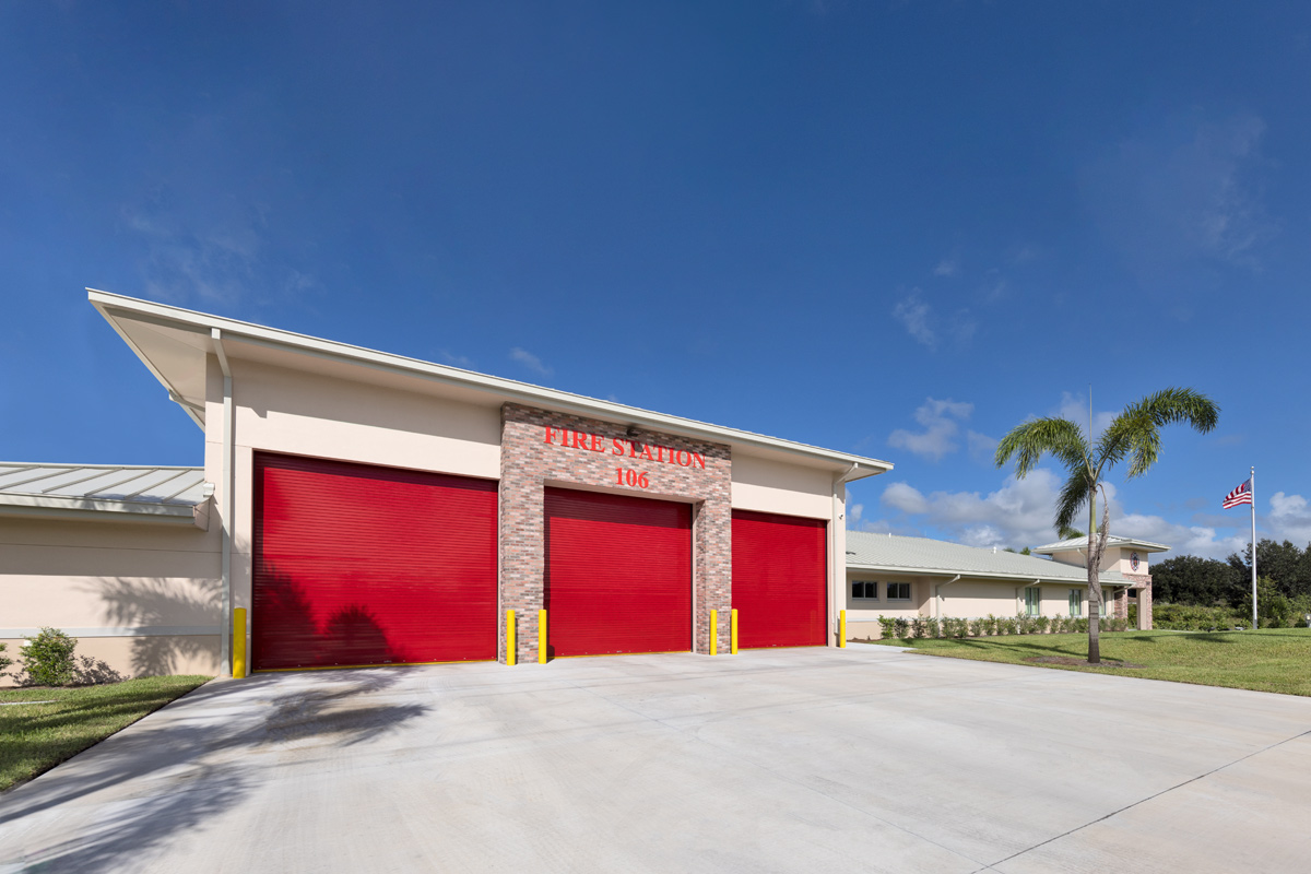 Architectural view of the Fire and Rescue Station 17 Fort Myers, FL.